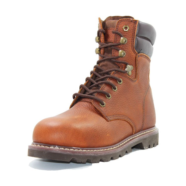 Goodyear welted high cut  leather rubber sole steel toe work boots