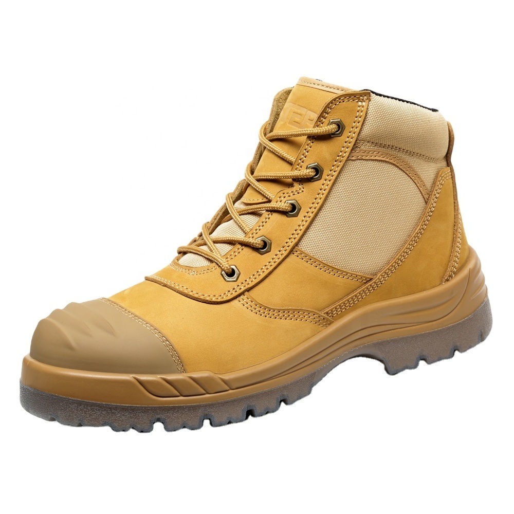 ZSTEP Brand Australia Nubuck leather anti impact steel toe and anti puncture plate zipper men safety work boots with PU TPU sole