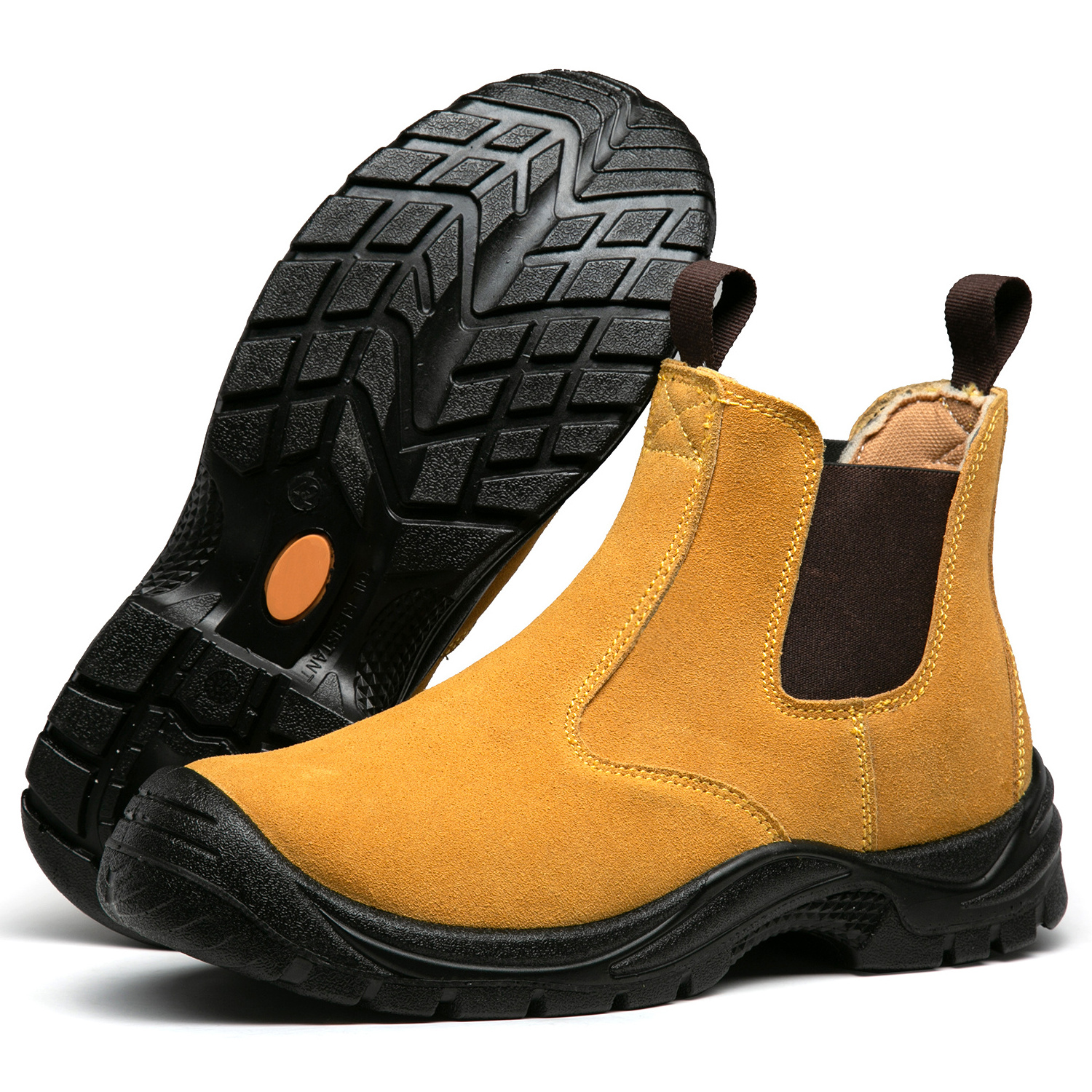 Middle-cut latest version safety shoes waterproof work boot shoes footwear yellow