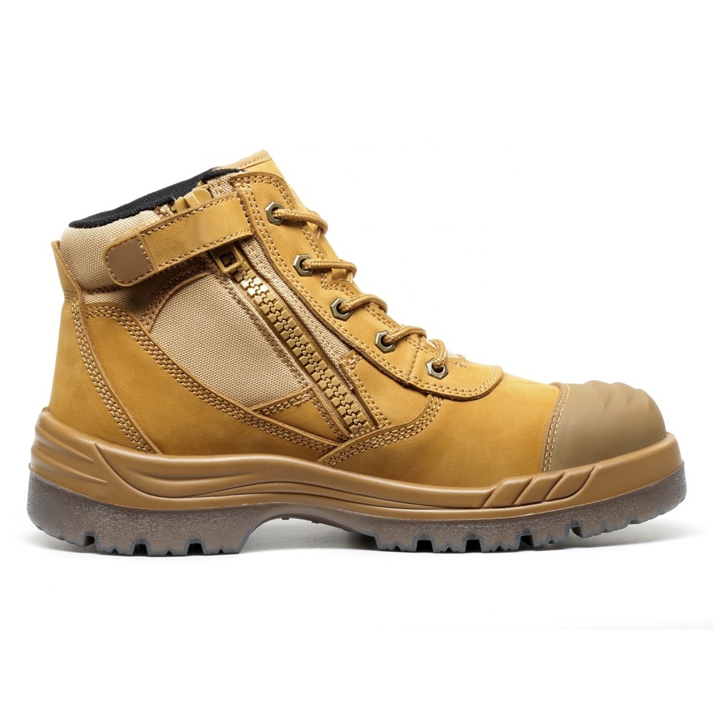 ZSTEP Brand Australia Nubuck leather anti impact steel toe and anti puncture plate zipper men safety work boots with PU TPU sole