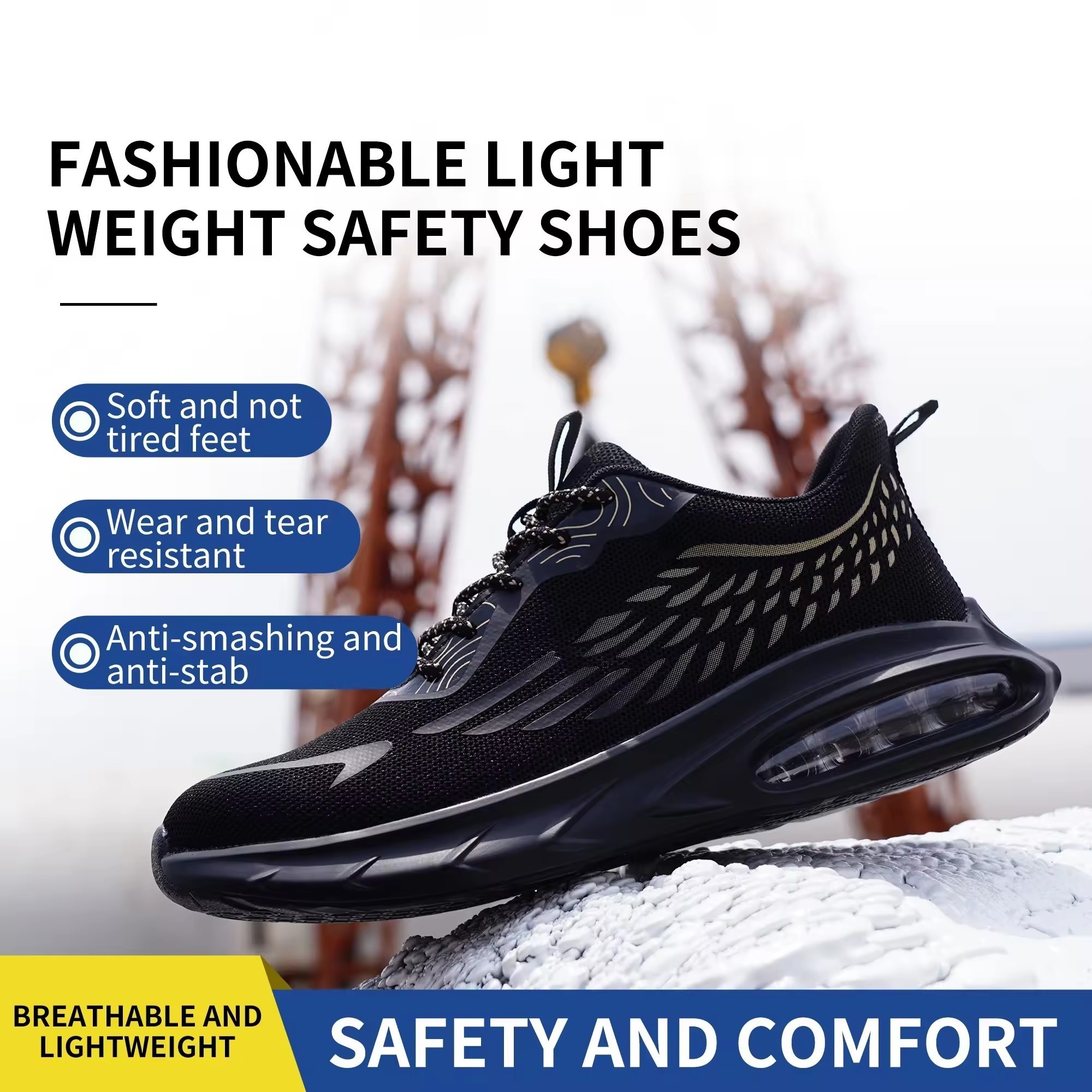 2024 New Arrival Breathable Men Safety Shoes Steel Toe Non-Slip Work Boots Male Working Shoes