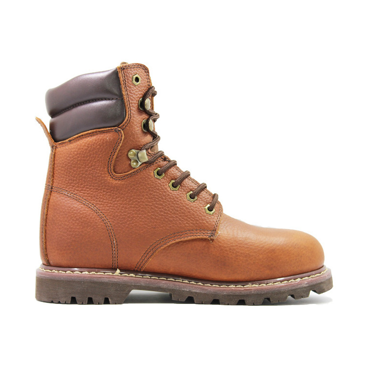 Goodyear welted high cut  leather rubber sole steel toe work boots