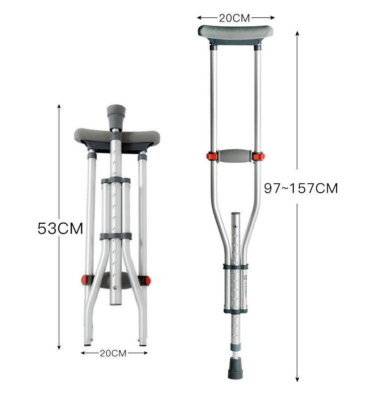 Foldable Walking Crutch Medical Adjustable Aluminum Underarm Cane