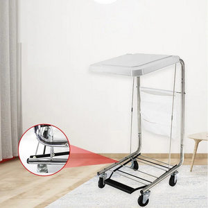 Hospital Hamper Trolley Stainless Steel #201 Medical Hamper Dirty Linen Transport Trolley With Lid