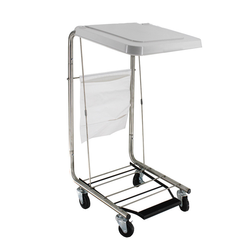 Hospital Hamper Trolley Stainless Steel #201 Medical Hamper Dirty Linen Transport Trolley With Lid