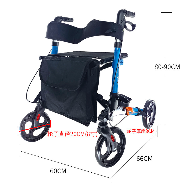 Foldable Rollator Walker With Wheels And Seat Adult Rollator Walker Old People Shopping Cart