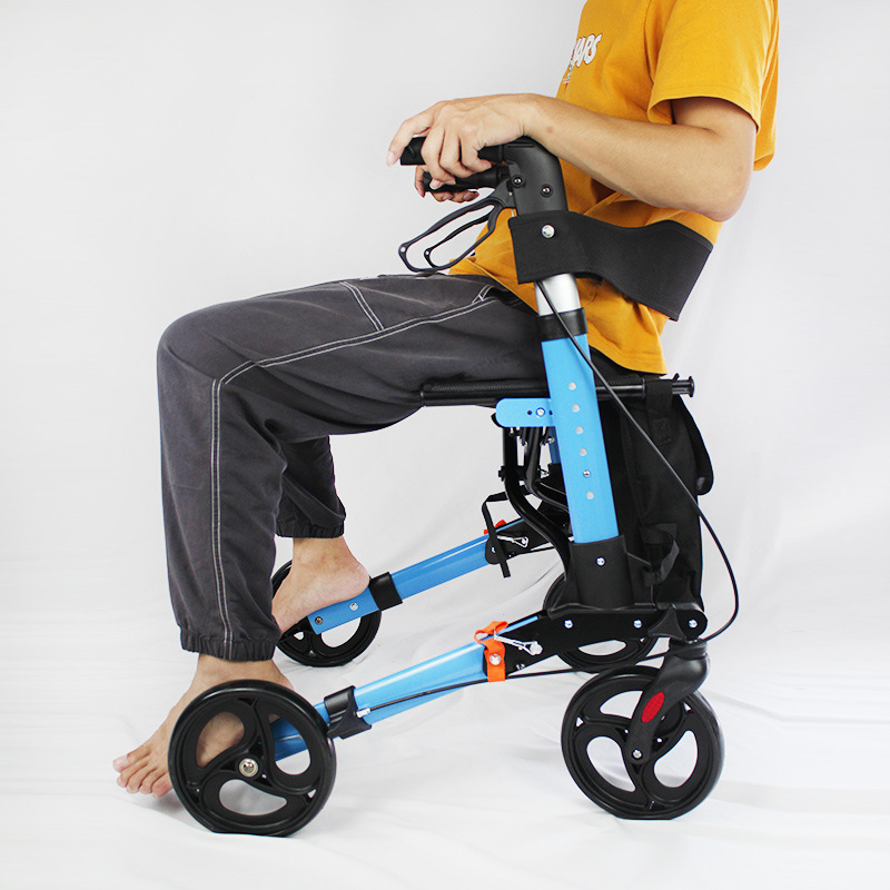 Foldable Rollator Walker With Wheels And Seat Adult Rollator Walker Old People Shopping Cart