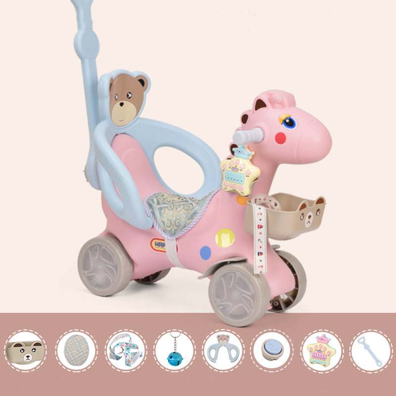 High Quality Plastic Kids Ride on car Walking Cartoon Toy Riding horse cheap baby Strollers, walkers