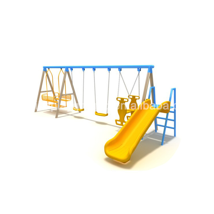 Kids plastic slide and swing combination outdoor playground kids swing