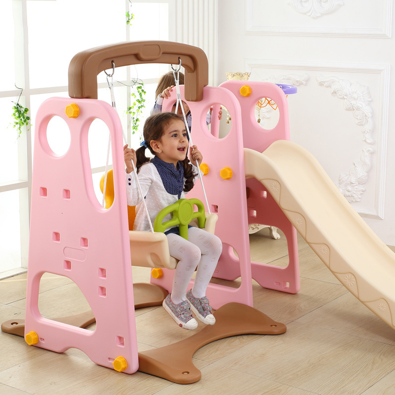 Kindergarten children multifunction combination indoor swing and slide playground plastic slide toy for