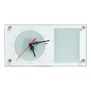 Maikesub BL-11 Modern Antique Glass Clock Frame Rectangle Sublimation Wall Clock with Mirror for Decorative Decors Anniversaries