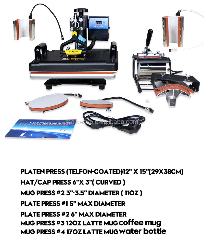 CE approved sublimation multifunctional heat press machine 8 in 1 Maikesub brand