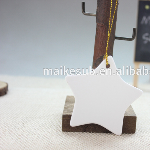 2022 Christmas Tree Blank Ornaments Star Shaped double side sublimation printing flat Ceramic Ornament