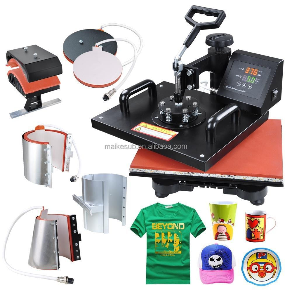 Maikesub 8 in 1 Combo Multifunctional Swing Away Printing Sublimation Heat Press Transfer Machine for T-Shirt 15 x 12 Inch