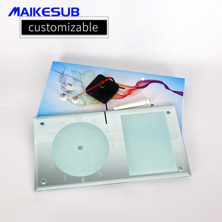 Maikesub BL-11 Modern Antique Glass Clock Frame Rectangle Sublimation Wall Clock with Mirror for Decorative Decors Anniversaries