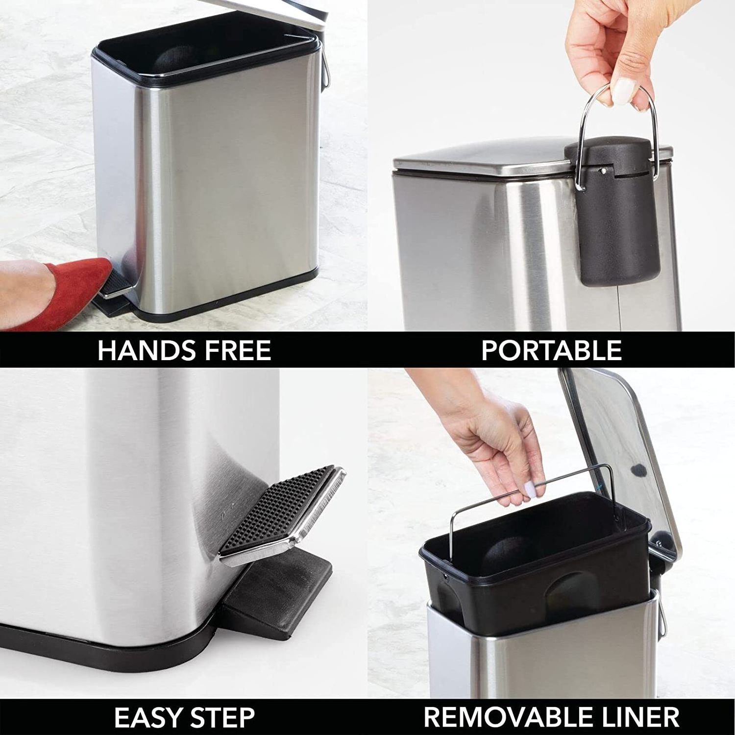 High Quality 5L Stainless Steel Material Waste Bin Foot Pedal Kitchen Fireproof Garbage Recycle Trash Can