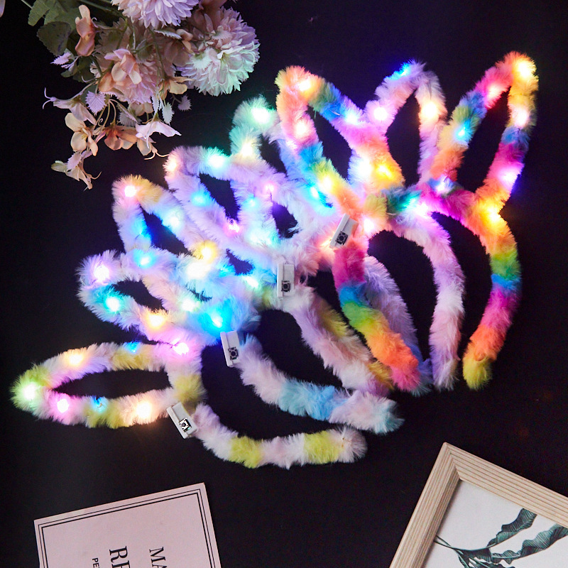 glowing toy New Arrivals Luminous Garland Flashing Wreath Angel Feather Headdress Girl Colorful Led Headband