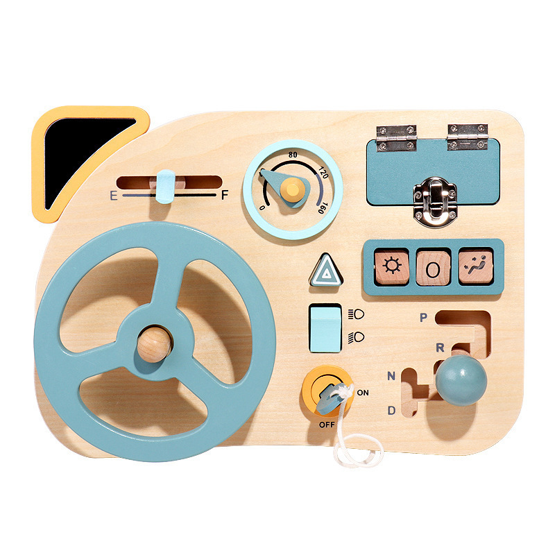 developmental toys Children early education simulation steering wheel wooden busy board Montessori children's educational toy