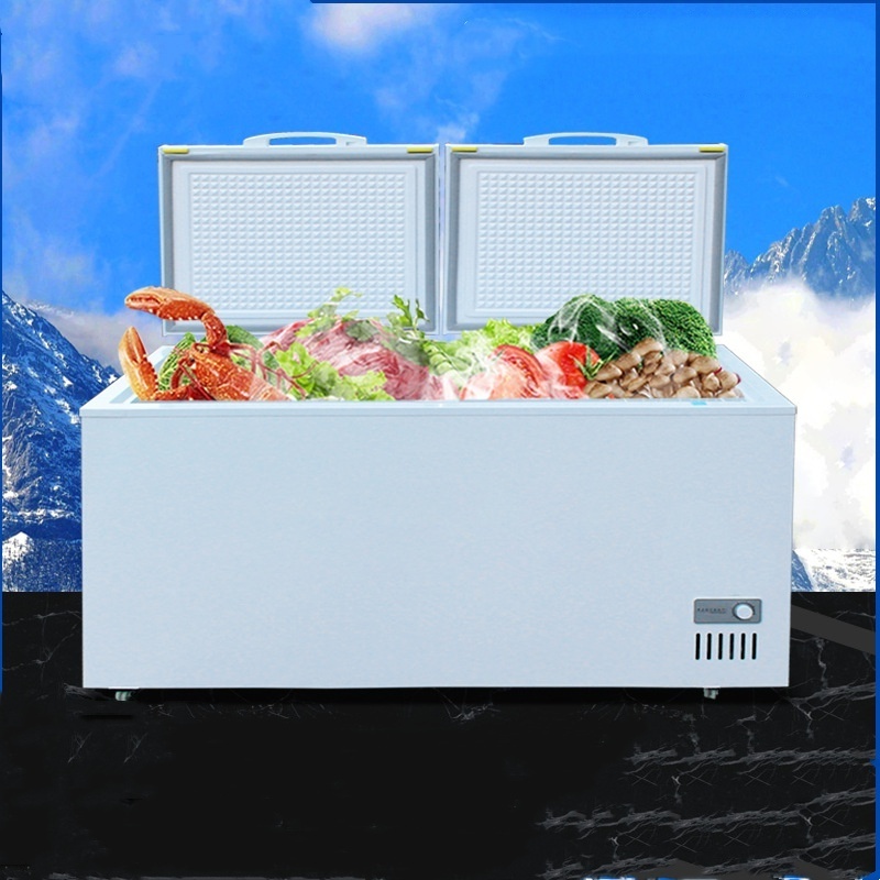 horizontal top open double door chest freezer 523L