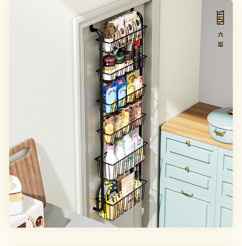 8-Tier Pantry Door Organizer Spice Rack Metal Hanging Wall Mounted Kitchen Storage Over the Door Pantry Organizer