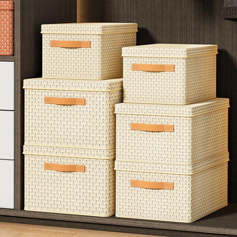 Foldable Storage Boxes With Lids Large Linen Fabric Foldable Storage Boxes Organizer Closet Organizers For Clothes Storage