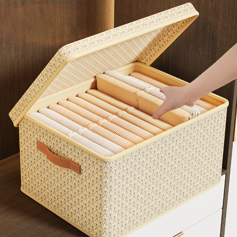 Foldable Storage Boxes With Lids Large Linen Fabric Foldable Storage Boxes Organizer Closet Organizers For Clothes Storage