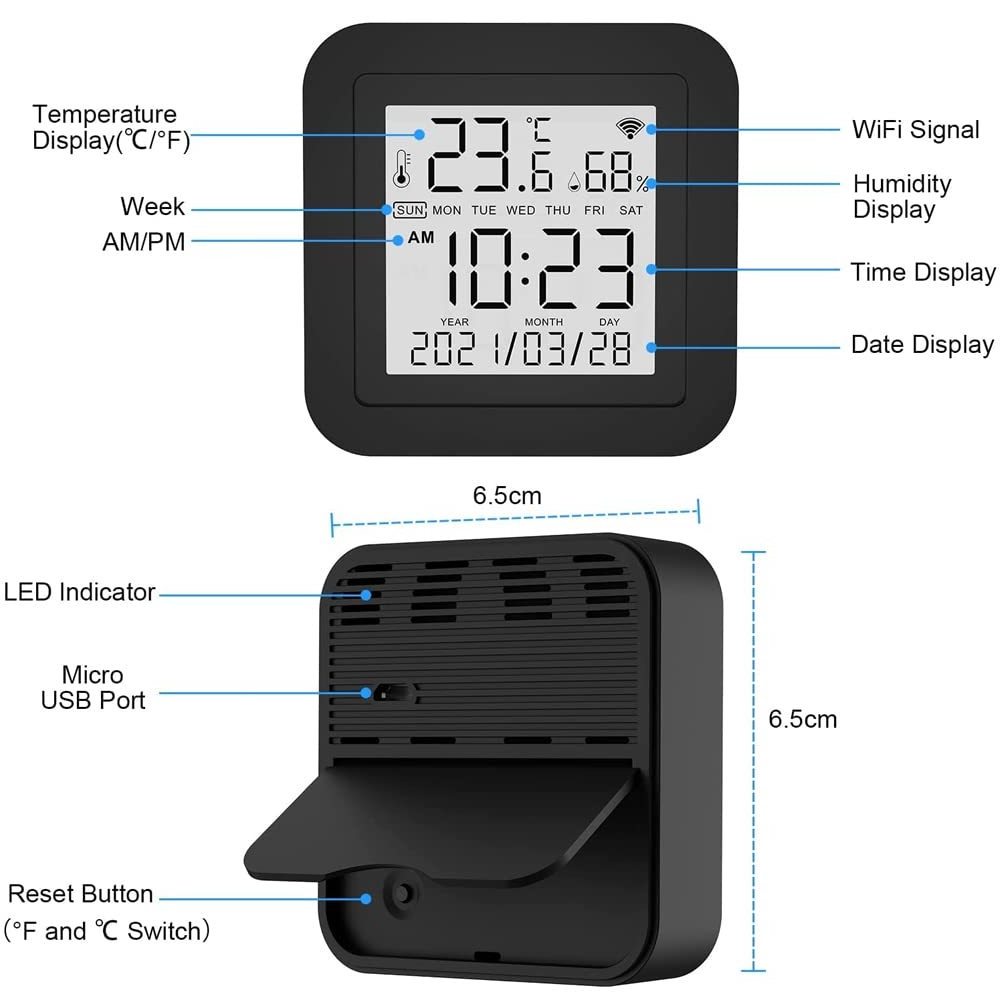 Smart WiFi IR Remote Control WiFi Temperature & Humidity Sensor, IR Controller Tuya Indoor Hygrometer Thermometer Sensor