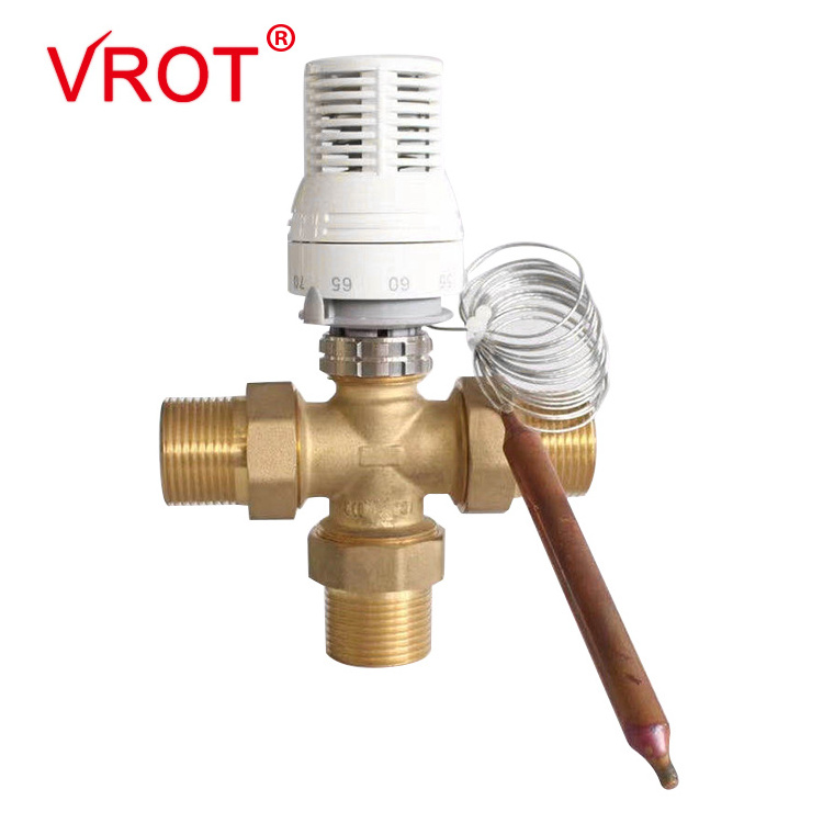 Custom Heating Control Dn25  Three Way Water Automatic Thermostatic Mixing Brass Valve