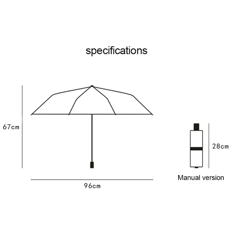 Manual UV Umbrella Rain Protection Sun Protection Sun Umbrella Triple Fold 8 Rib 10 Rib Fold Umbrella Sun