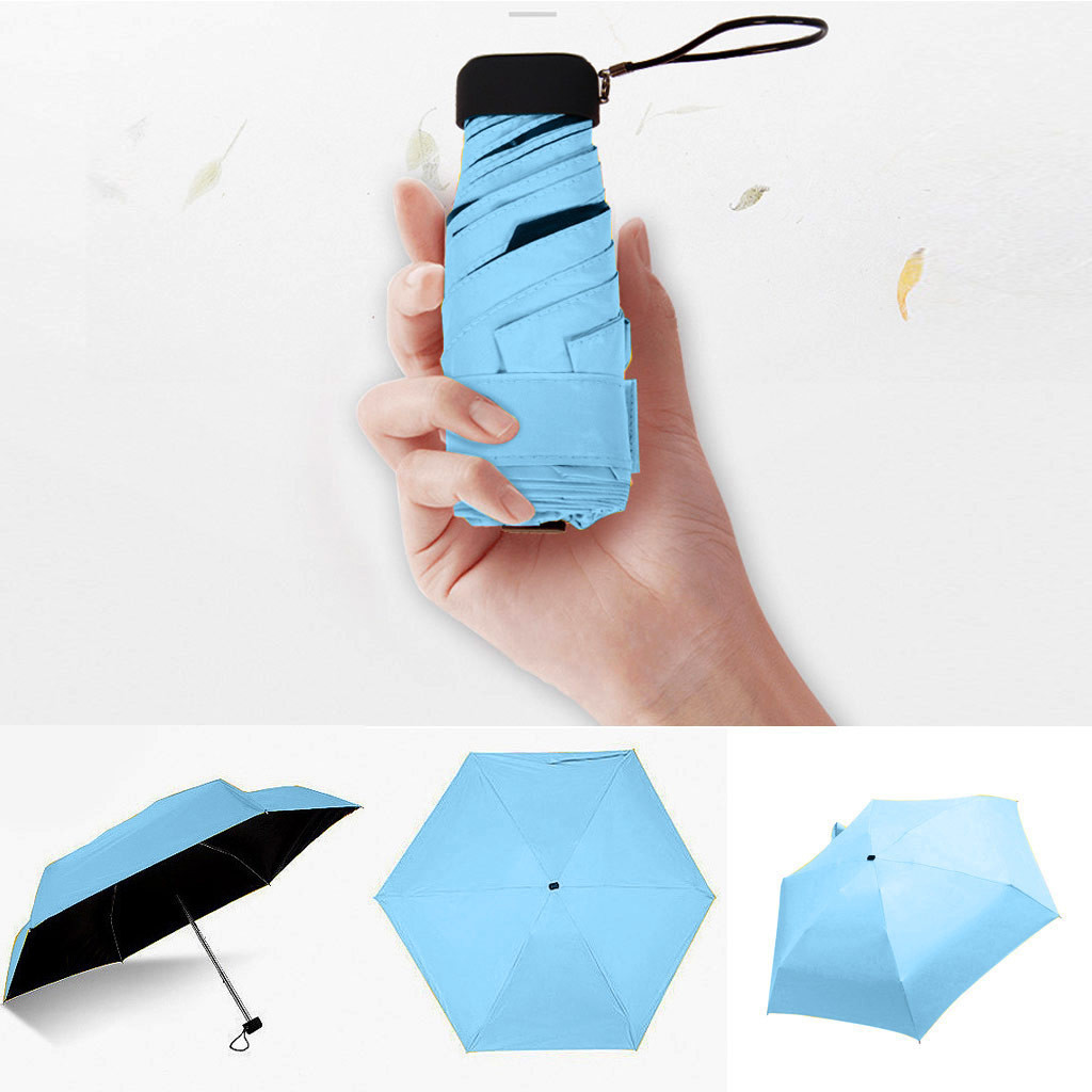 Mini Compact Pocket Umbrella for Women Flat Lightweight Umbrella Parasol Folding Sun Umbrellas Travel Sunshade Paraguas Mujer