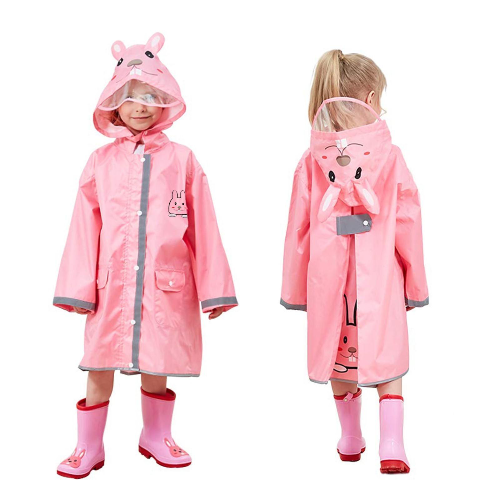 Toddler Kids Boys Girls Rain Wear 3D Cartoon Children Raincoat Jacket Ponchos