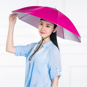 Radius 38cm X 8 panels steel frame promotional Foldable Fishing head umbrella umbrella hats