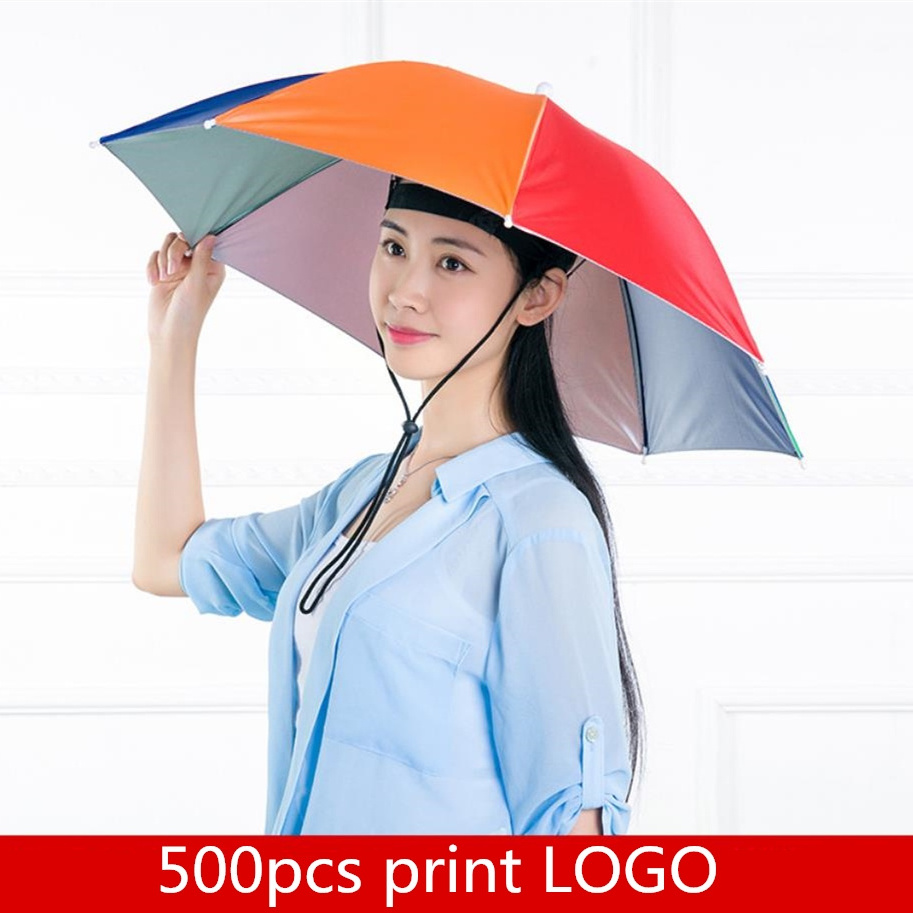 Radius 38cm X 8 panels steel frame promotional Foldable Fishing head umbrella umbrella hats