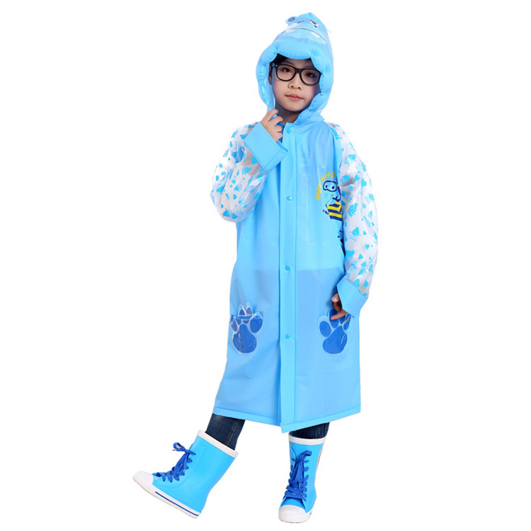 Wholesale PVC Vinyl Kids raincoat manufacturers with logo and backpack for on the way school