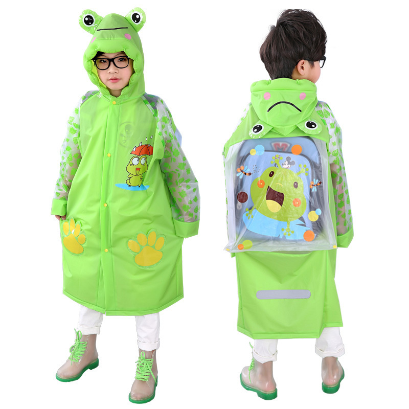 Wholesale PVC Vinyl Kids raincoat manufacturers with logo and backpack for on the way school