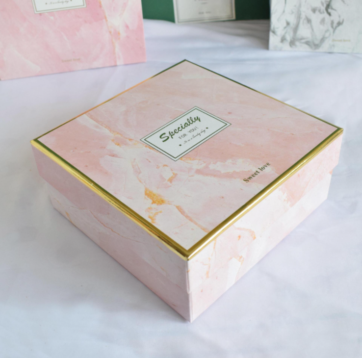 Customize Logo Empty Pink White Marble Paper Box Luxury Big Cardboard Packaging Box For Gift Perfume Cup