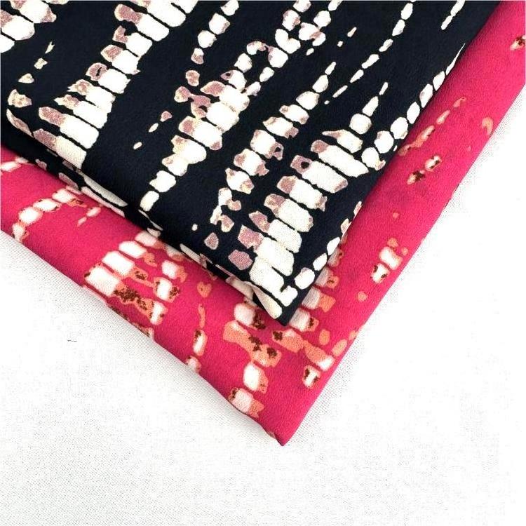 Quick-Drying Irregular Hollow Pattern 100% Polyester Printed Crepe Chiffon Fabric