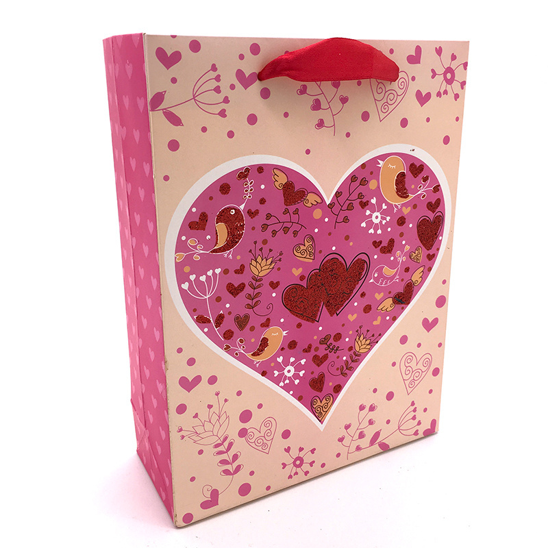 custom spot sales Luxury glitter printing wedding door gift favor paper bag for Saint Valentine day gift