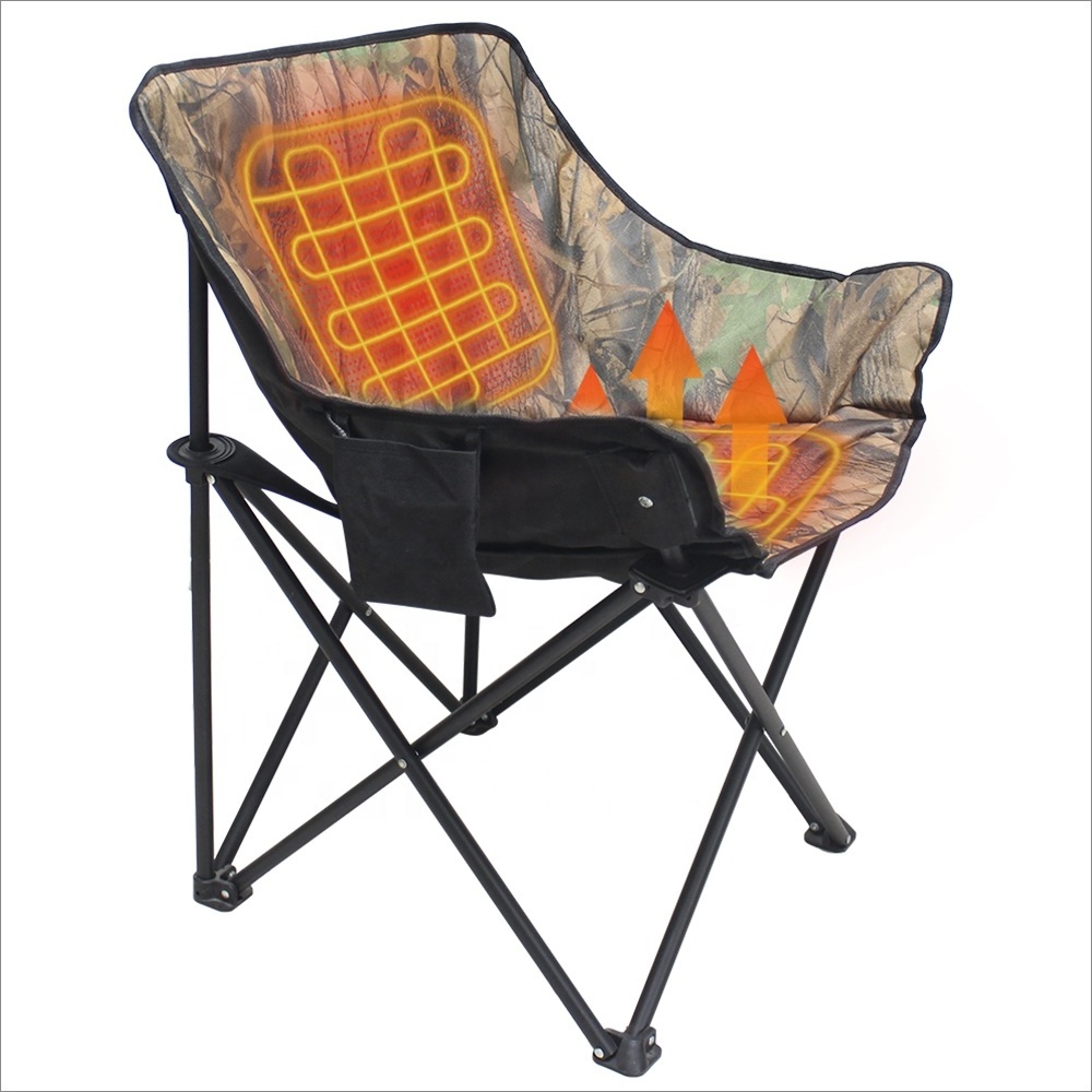 Portable Foldable Camo Heated Chair Outdoor Activities Hunting Fishing Hiking Travel Home Use Lumbar Pillows Seat Cushions Foam