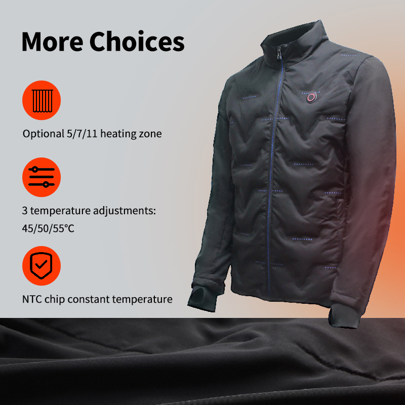 Custom 15-Zone Heated Jacket with USB Battery Pack Softshell Waterproof Thermal Puffer down Coat Unisex Men's Heating Jacket