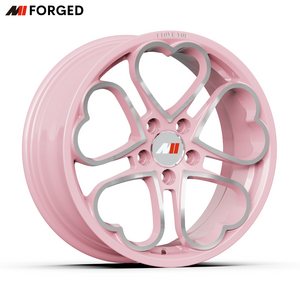 MN Forged Heart Wheels and Rims in Pink Black Chrome for Honda Civic JDM Miata Love Inspired Designs