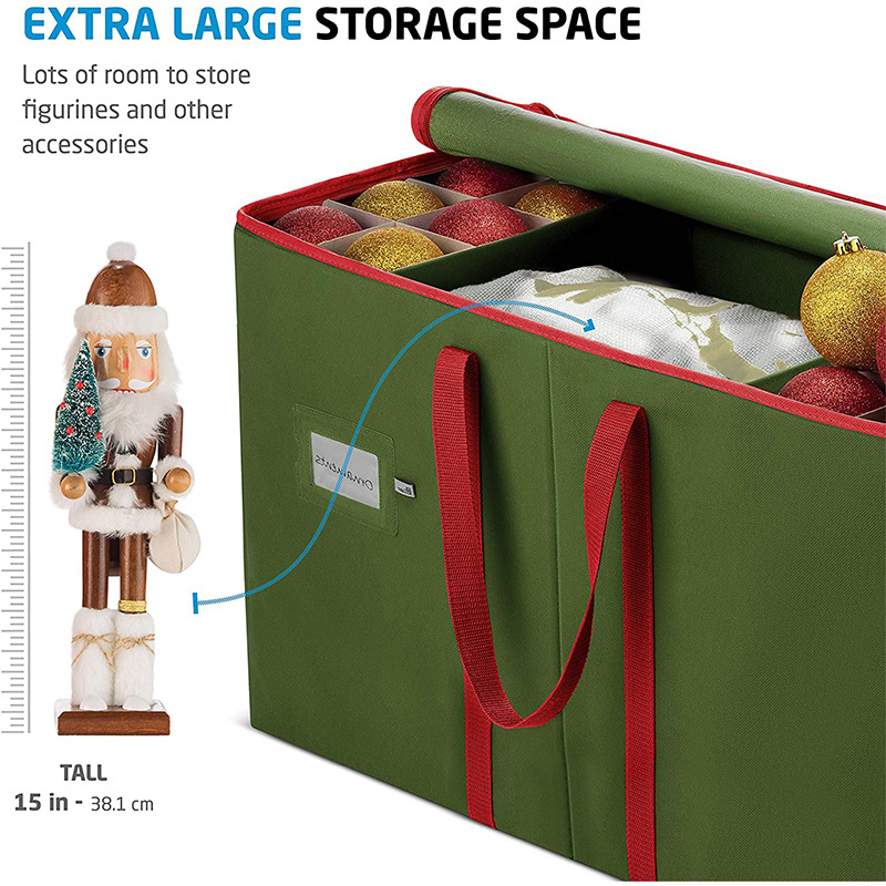 All-In-One Christmas Ornament Figurines and Accessory Storage Box Carry Handle Durable Container