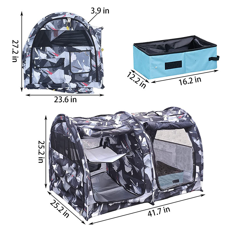 Complete Double Cat Condo Breathable and washable Cat travel carrier Foldable Twin Compartment cat carrier