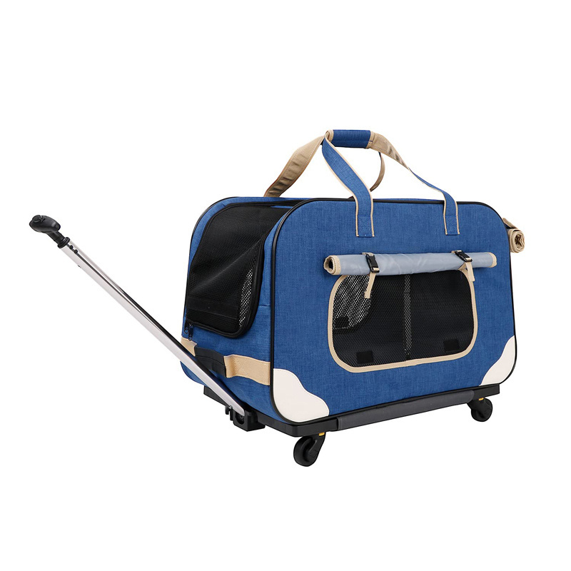 Pet Rolling Carrier with Wheels for Up to 35 LBS Soft-Sided Cat Travel Carriers Large Collapsible