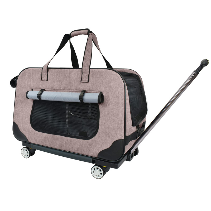 Pet Rolling Carrier with Wheels for Up to 35 LBS Soft-Sided Cat Travel Carriers Large Collapsible