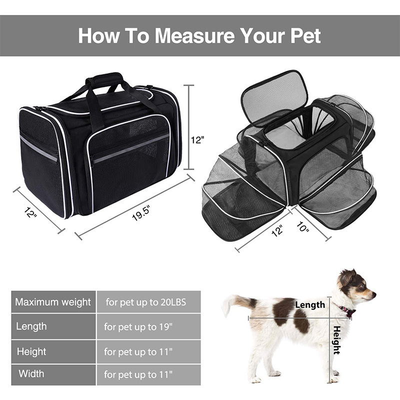 TSA Airline Approved Large Pet Travel Carrier Soft Sided Collapsible Dog Carrier for 2 Cats