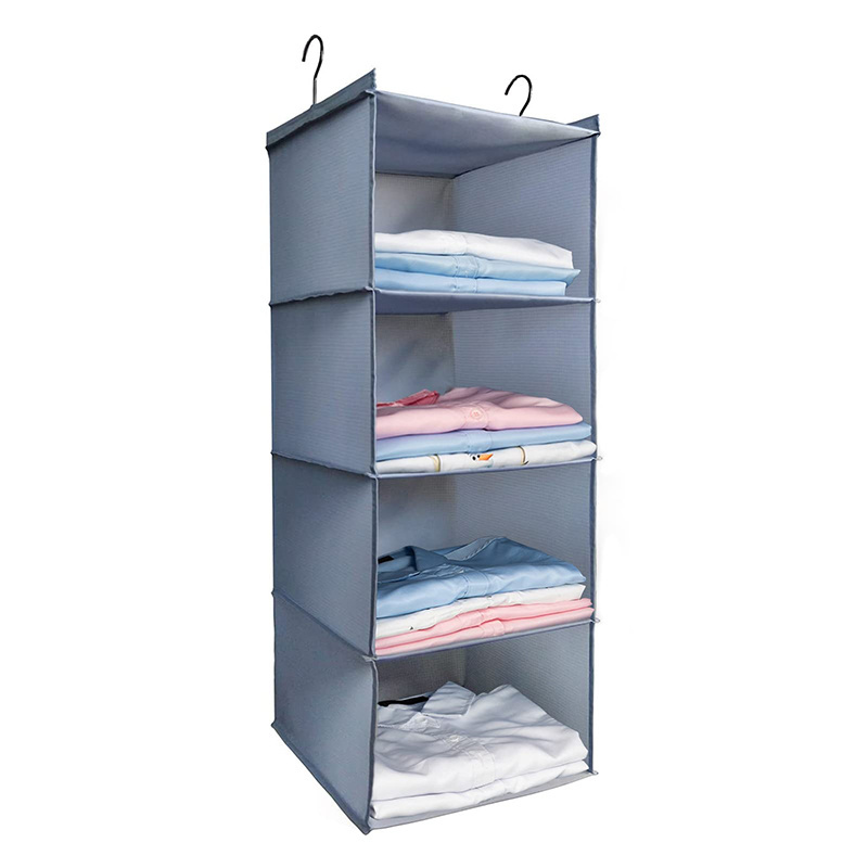 3 Shelf Hanging Closet Organizer, Easy Mount Foldable Hanging Closet Wardrobe Storage Shelves, Clothes Handbag