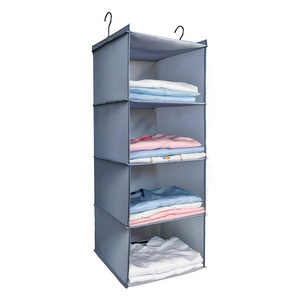 3 Shelf Hanging Closet Organizer, Easy Mount Foldable Hanging Closet Wardrobe Storage Shelves, Clothes Handbag