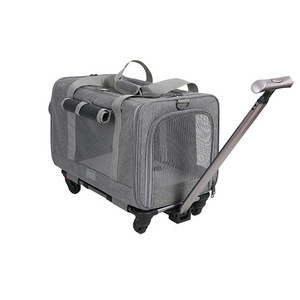 Pet Carrier with Wheels for Cat Dog Airline Approved Telescopic Handle Pet Travel Carrier Bag for for Small Medium Animals