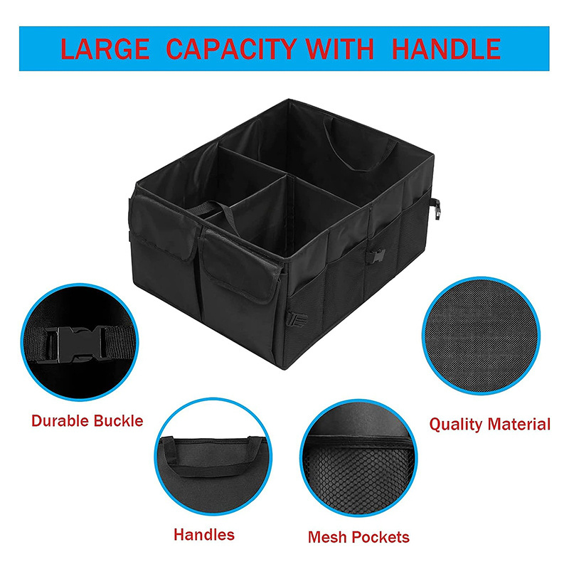 Car Boot Organiser Collapsible Multi-Compartment Car Organiser Durable Storage Organiser Bag Car Trunk Organizer